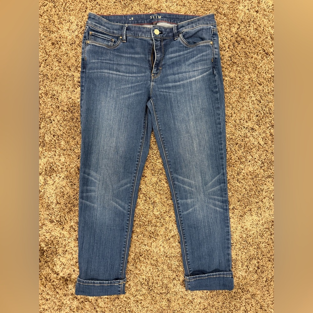 Classic Crop Blue Denim Jeans